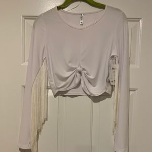 Never worn white fringe crop top
